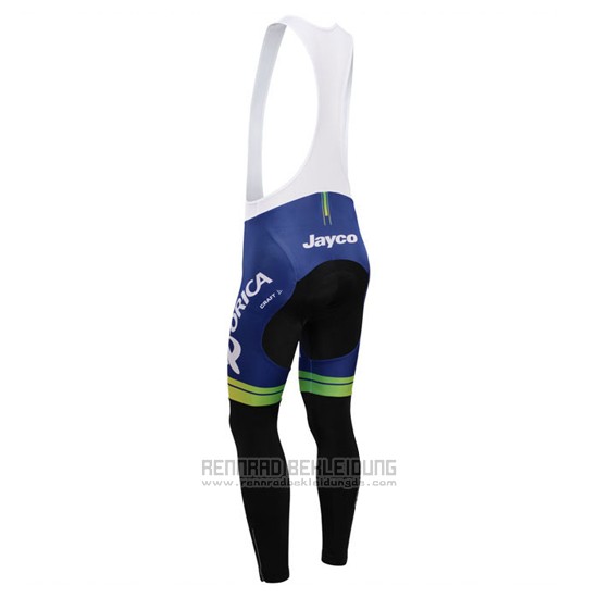 2014 Fahrradbekleidung Orica GreenEDGE Wei und Blau Trikot Langarm und Tragerhose - zum Schließen ins Bild klicken